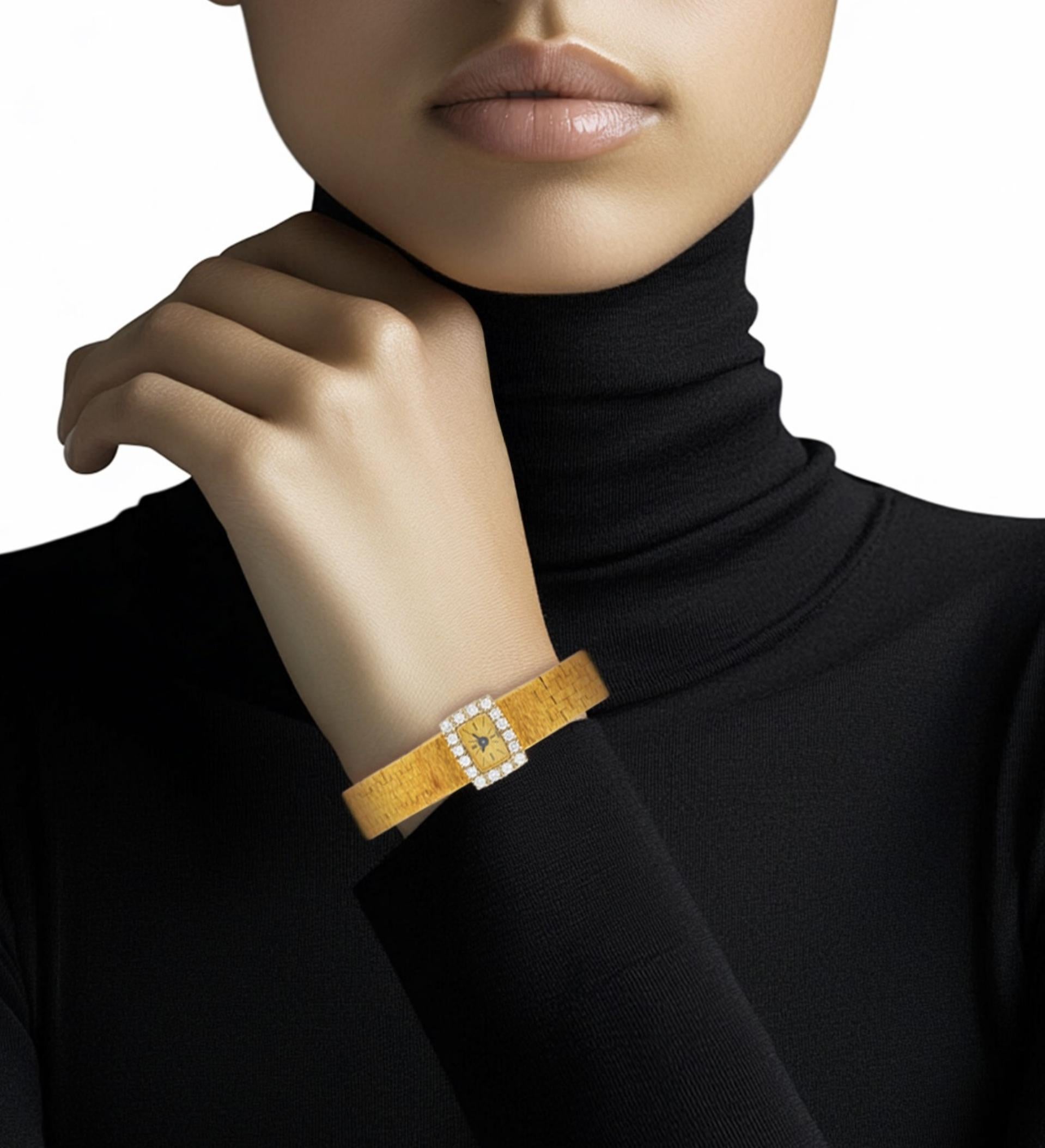Piaget 18k Gold und Diamant Mechanische Armbanduhr im Zustand „Hervorragend“ im Angebot in New York, NY