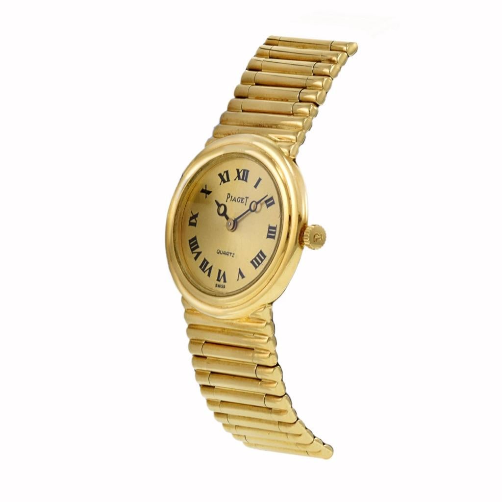 Retro Piaget 18K Gold Bracelet Watch Quartz For Sale