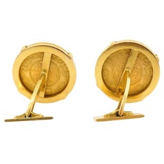 Piaget 18k Gold Men Cufflinks One Gunayh 22k Gold Coin c.1950s