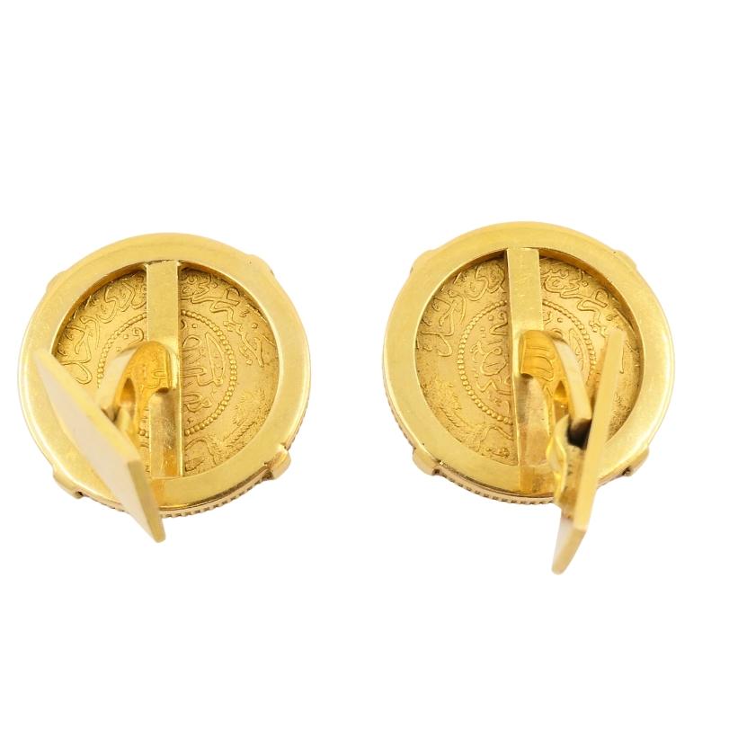 Piaget 18k Gold Men Cufflinks One Gunayh 22k Gold Coin c.1950s Unisexe en vente