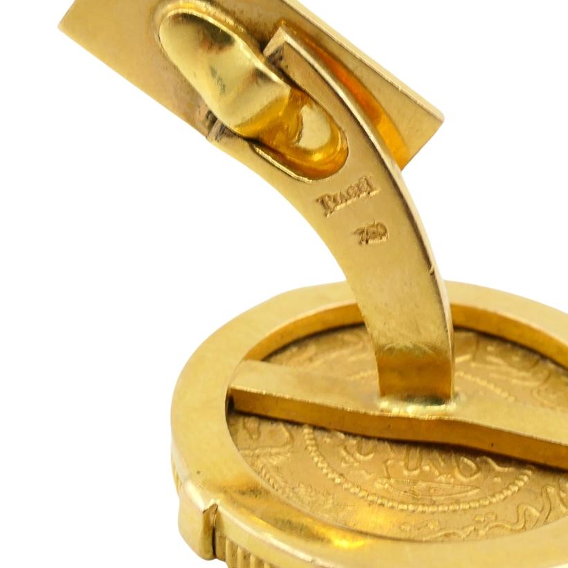 Piaget 18k Gold Men Cufflinks One Gunayh 22k Gold Coin c.1950s en vente 1