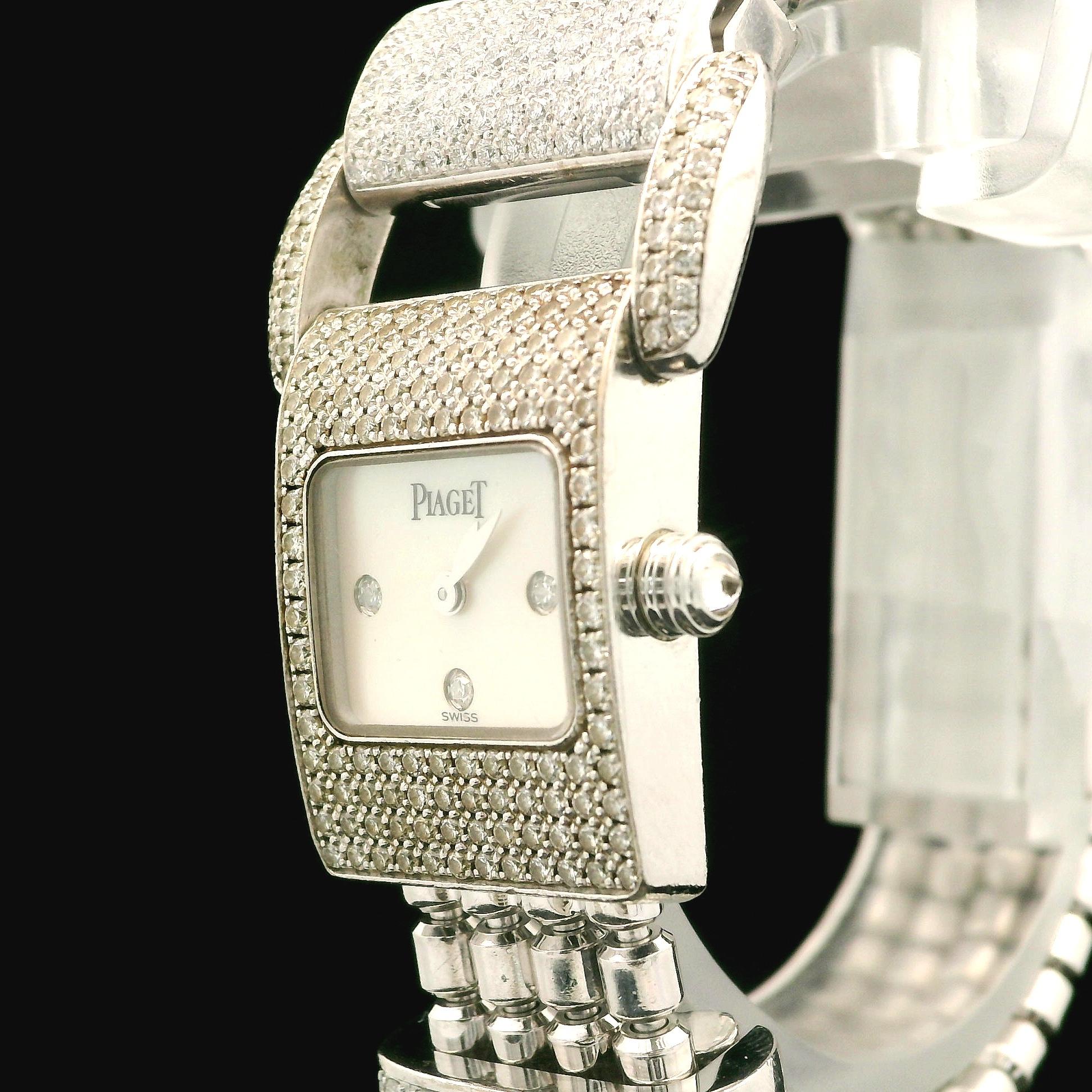 Round Cut Piaget 18k Gold Miss Protocole 17mm Diamond Wrist Watch Tassel Bracelet Ref 5225 For Sale