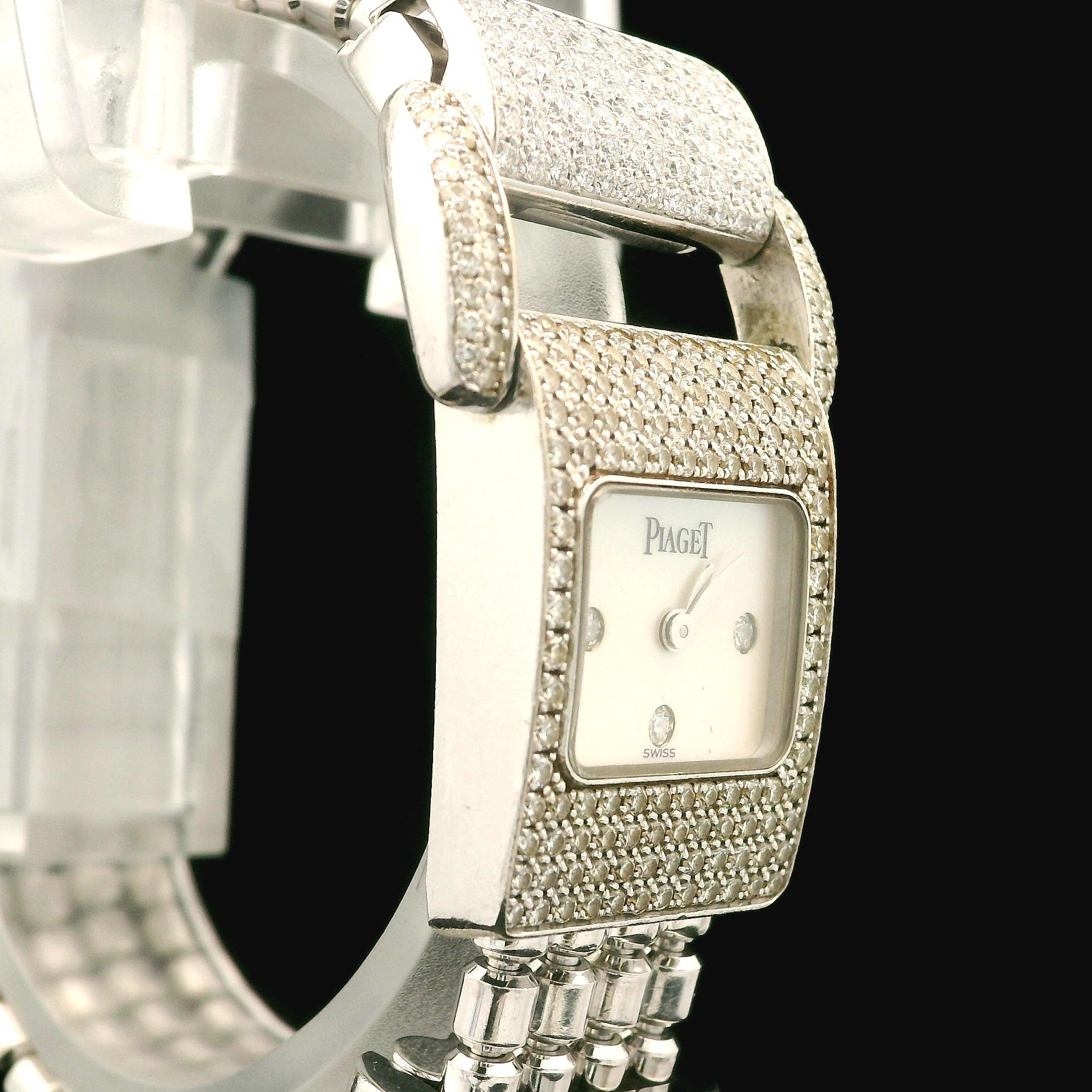 Piaget 18k Gold Miss Protocole 17mm Diamond Wrist Watch Tassel Bracelet Ref 5225 In Excellent Condition For Sale In Montclair, NJ