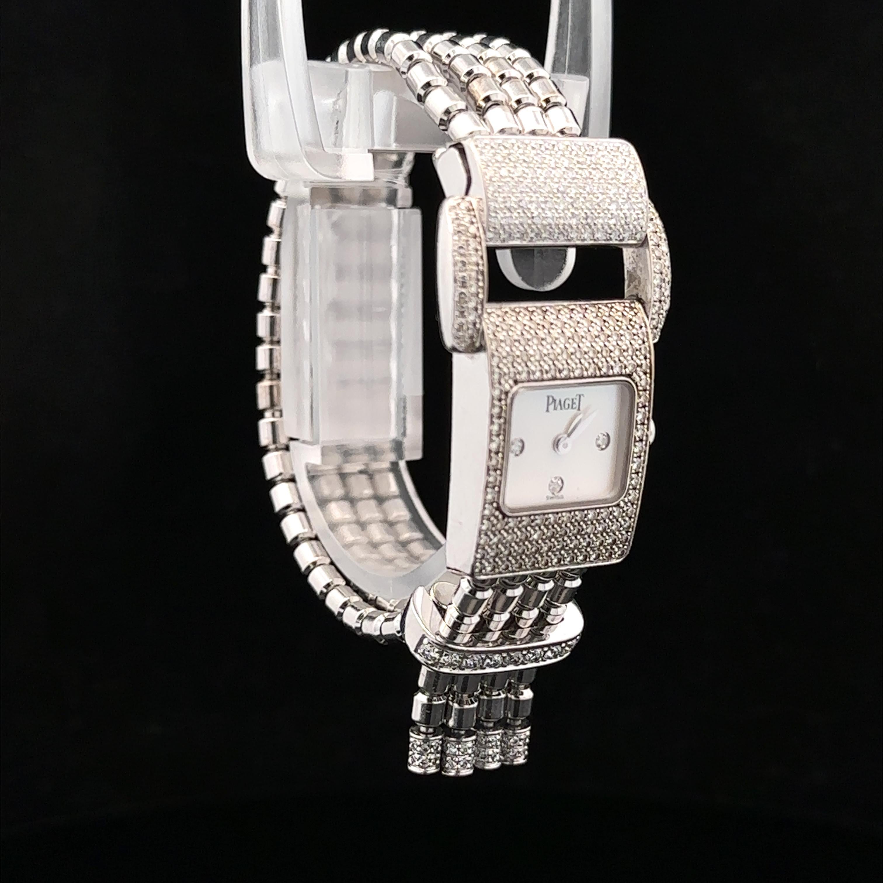 Piaget 18k Gold Miss Protocole 17mm Diamond Wrist Watch Tassel Bracelet Ref 5225 For Sale 3