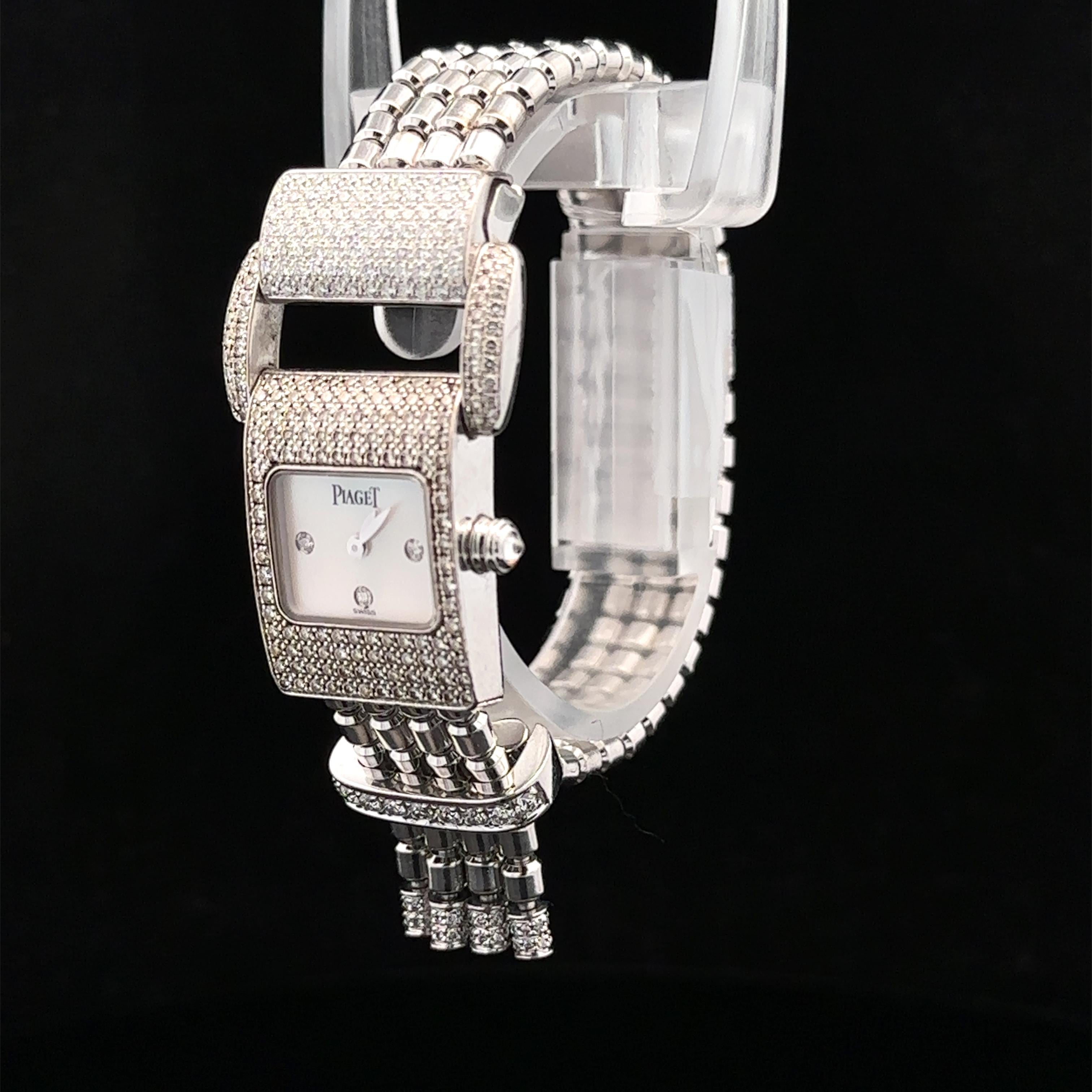 Piaget 18k Gold Miss Protocole 17mm Diamond Wrist Watch Tassel Bracelet Ref 5225 For Sale 4
