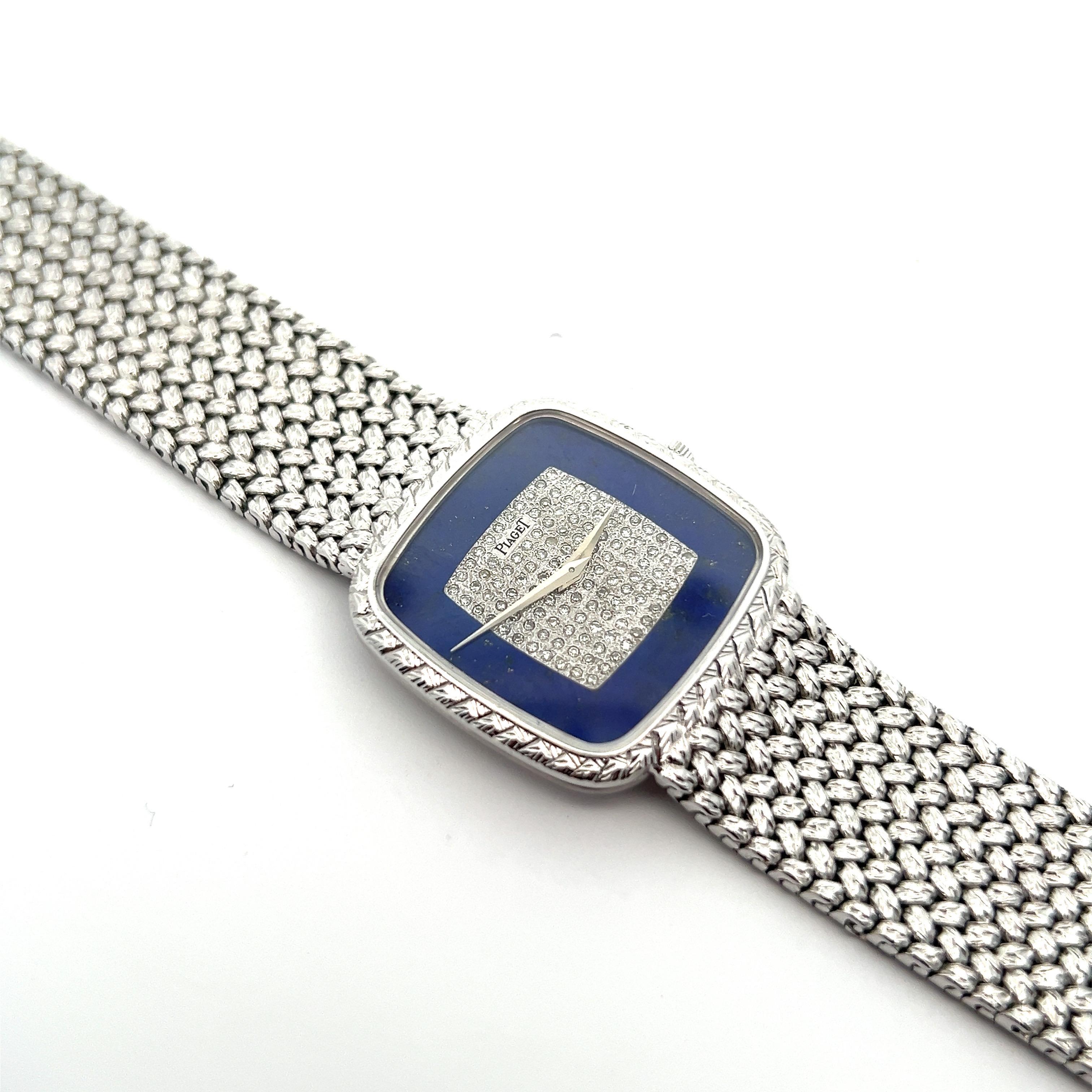 Piaget 18k lapis diamond wristwatch In Excellent Condition For Sale In Kowloon City District, HK