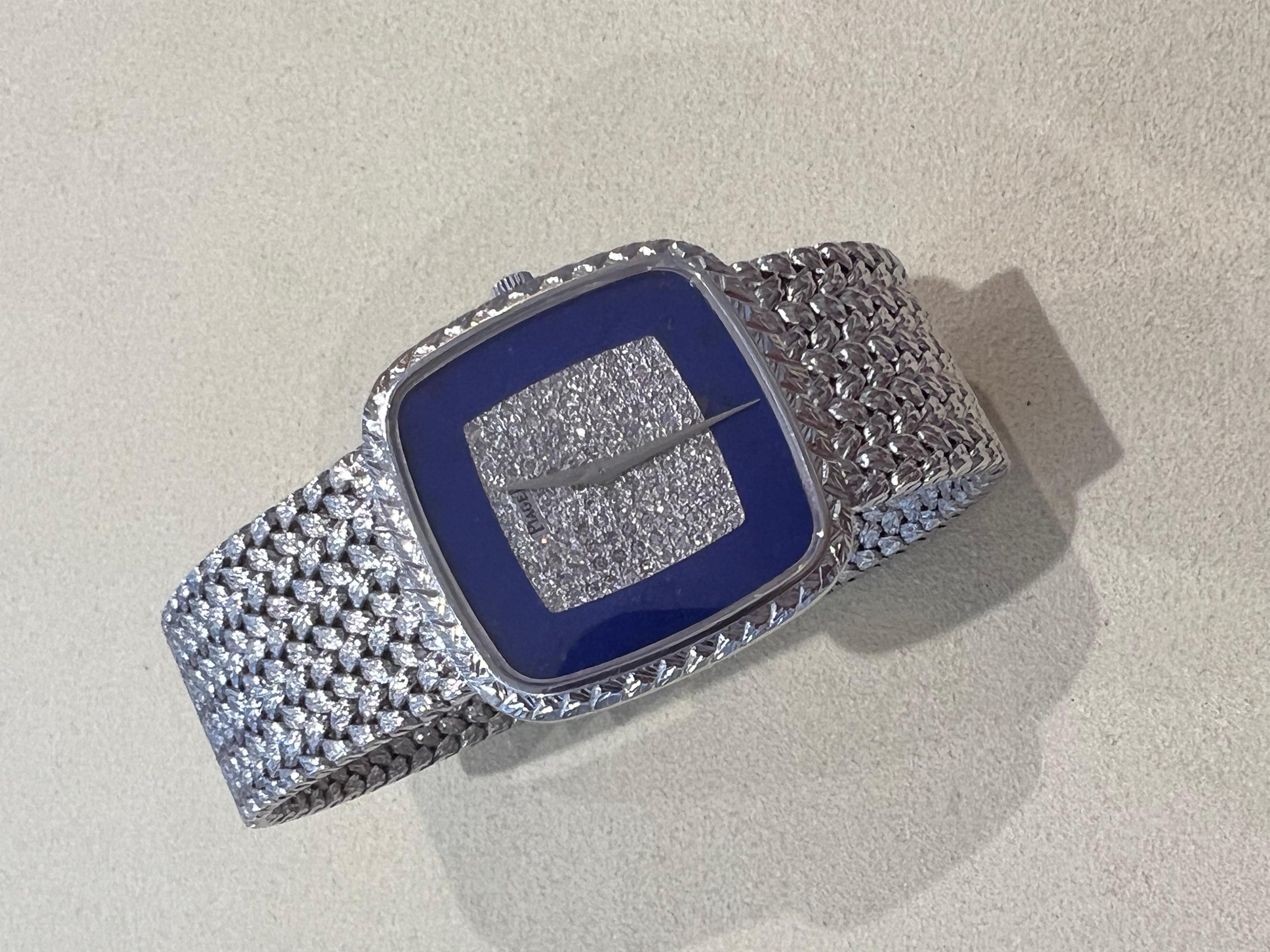 Piaget 18 Karat Lapislazuli-Diamant-Armbanduhr im Angebot 2