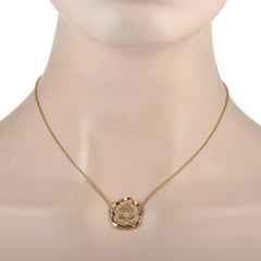 Piaget 18K Rose Gold 0.21 Ct Diamond Rose Pendant Necklace