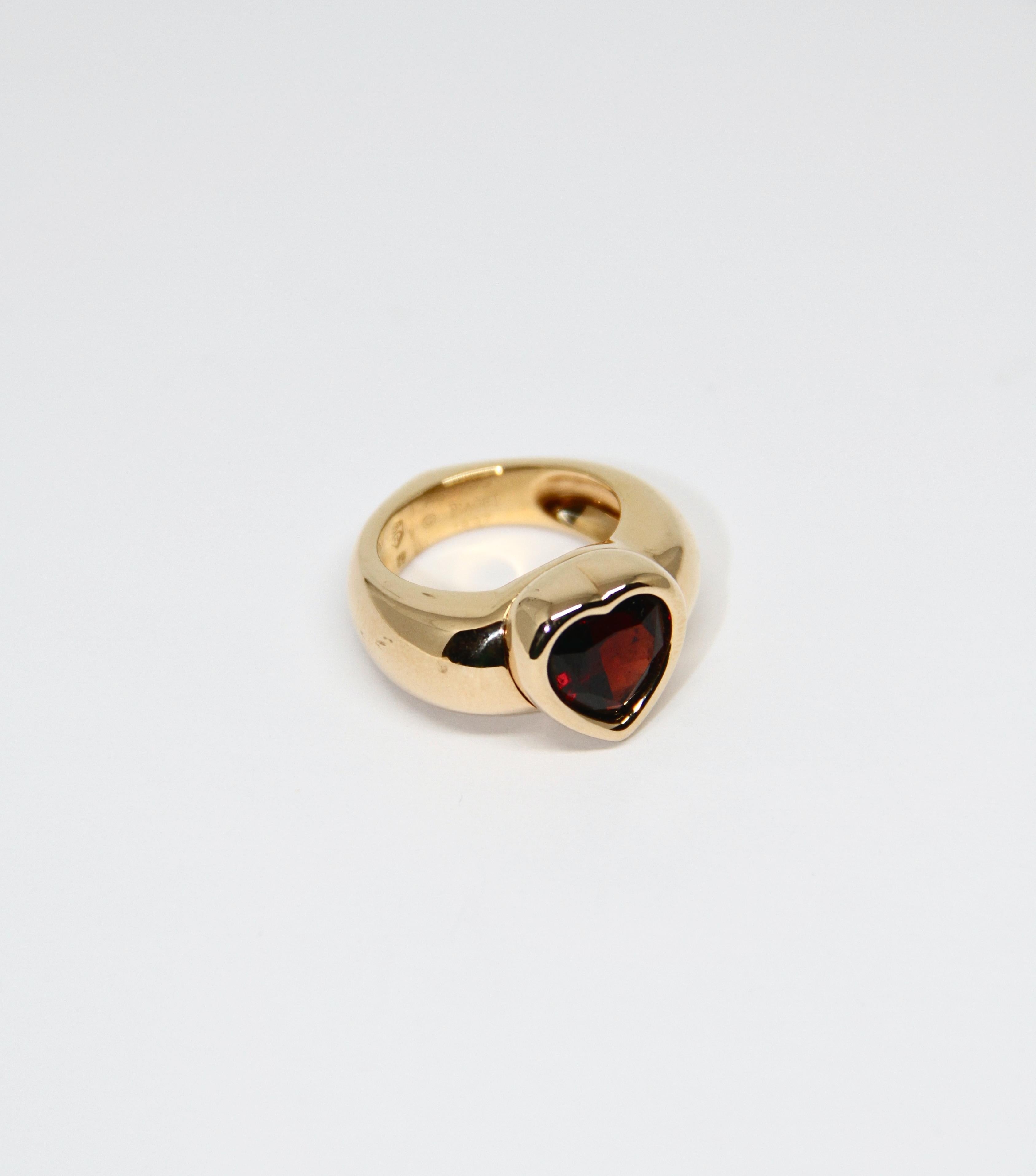 Heart Cut Piaget 18k Rose Gold Garnet Heart Ring