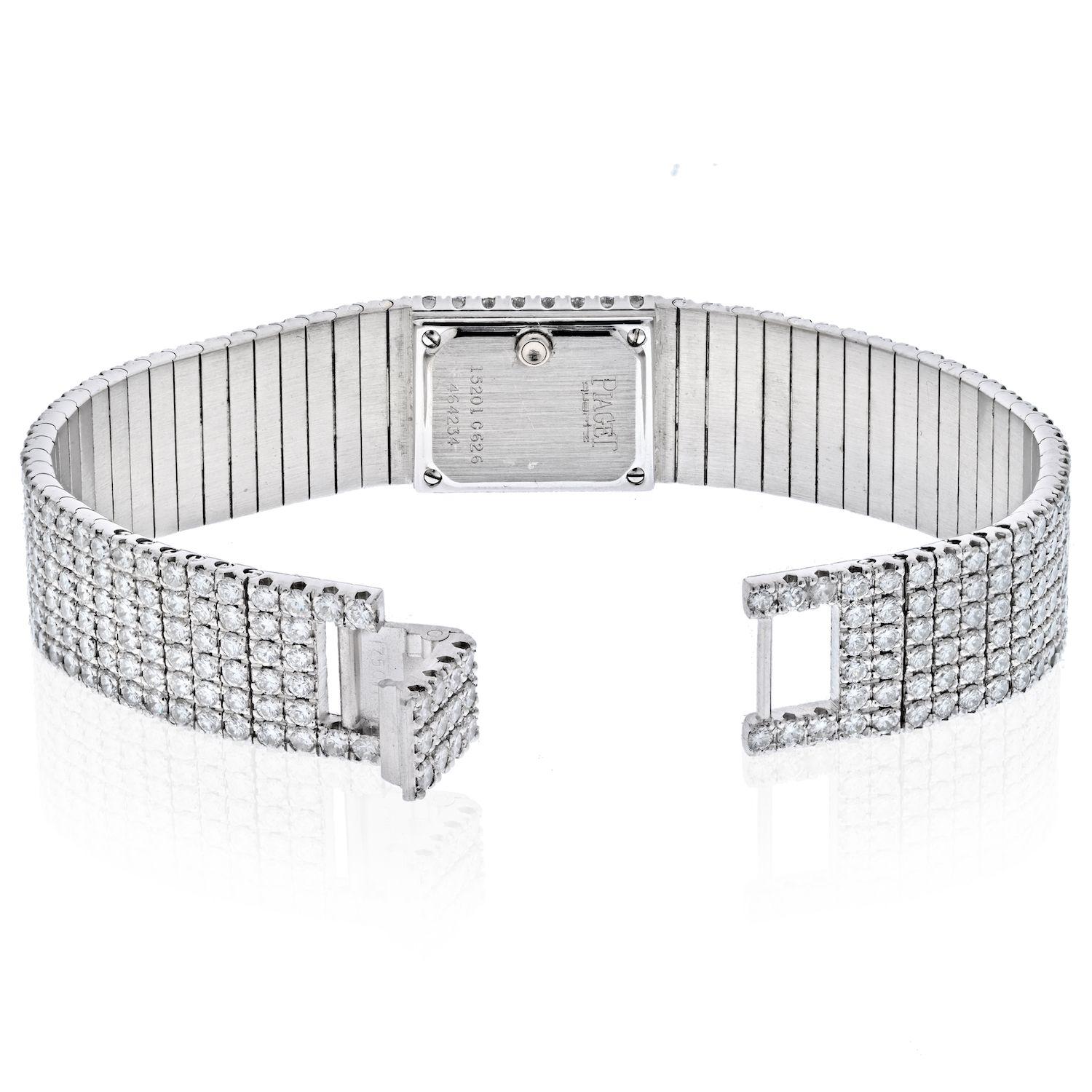 Taille ronde Piaget Montre-bracelet polo de soirée en or blanc 18 carats avec diamants, pour femmes 15201 en vente