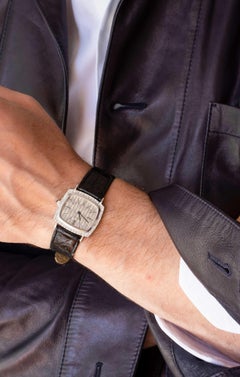 Piaget 18K White Gold Basketweave Cushion Manual Wind Dress Watch