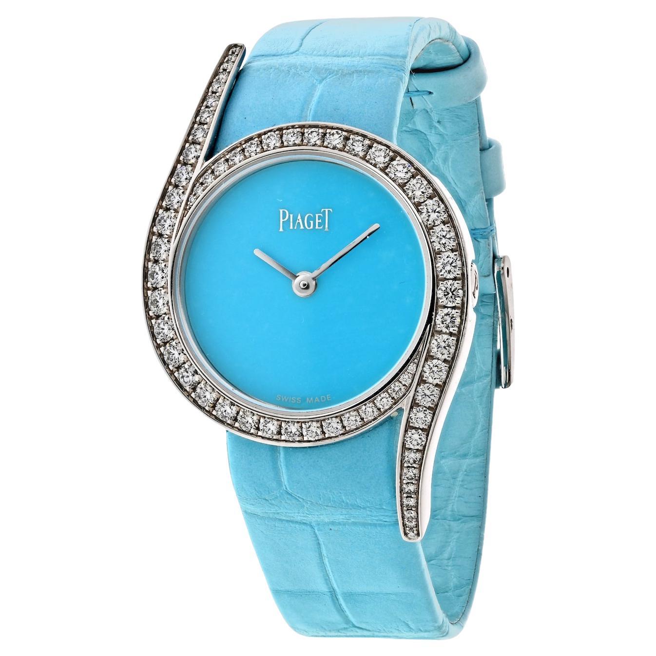 Piaget 18K White Gold Limelight Gala Turquoise 32mm Dial Watch For Sale