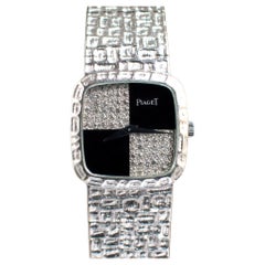 Piaget Esfera de ónice y diamantes de oro blanco de 18 quilates 9902A20, Años 80