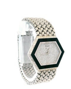 Piaget 18k White Gold Onyx & Pave Dial Ladies Watch