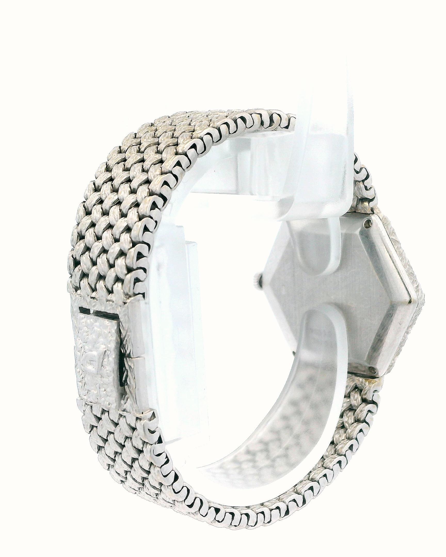 Piaget 18k White Gold Onyx & Pave Dial Ladies Watch For Sale 2