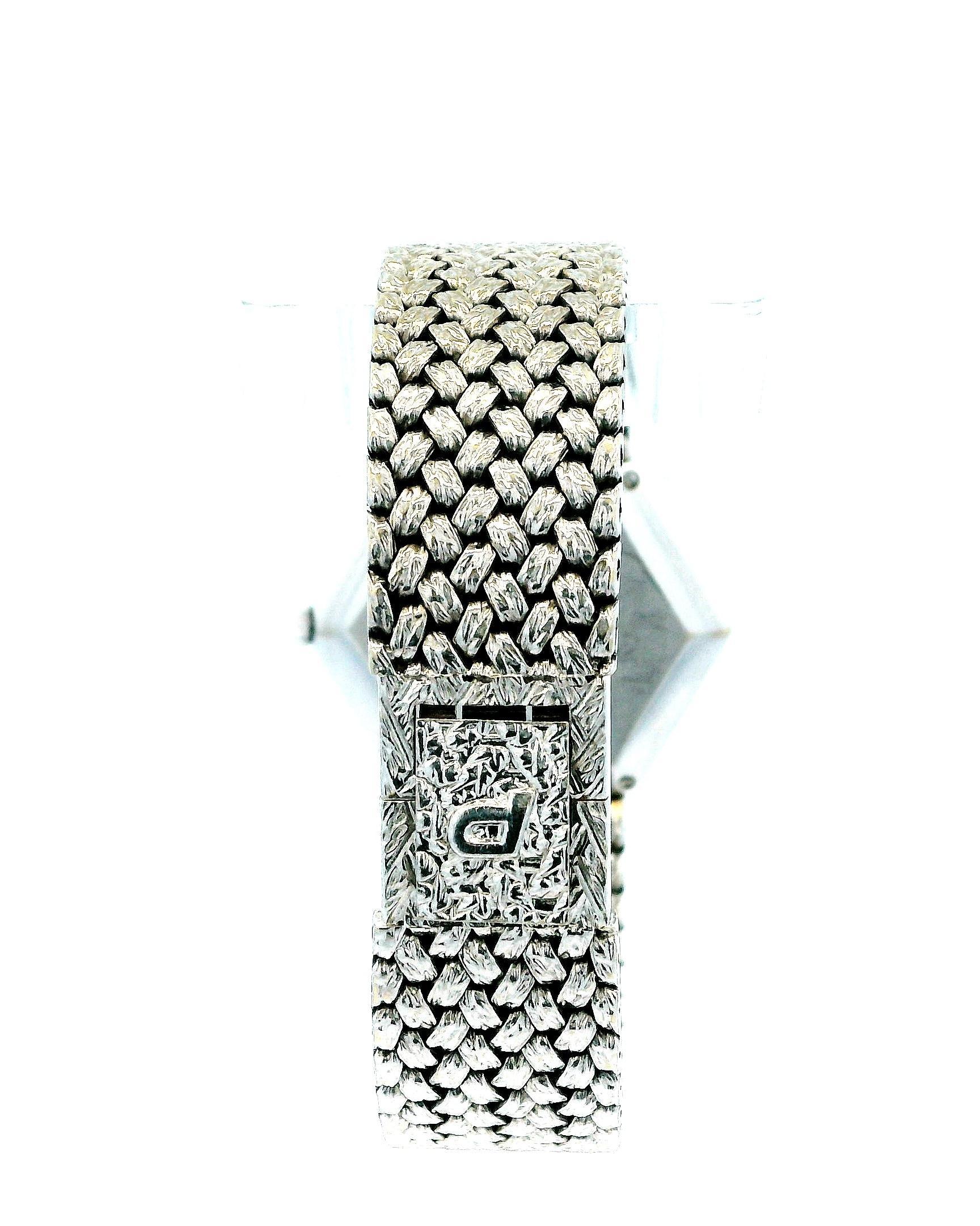 Piaget 18k White Gold Onyx & Pave Dial Ladies Watch For Sale 4