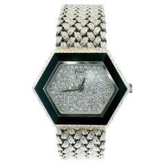 Piaget 18k White Gold Onyx & Pave Dial Ladies Watch