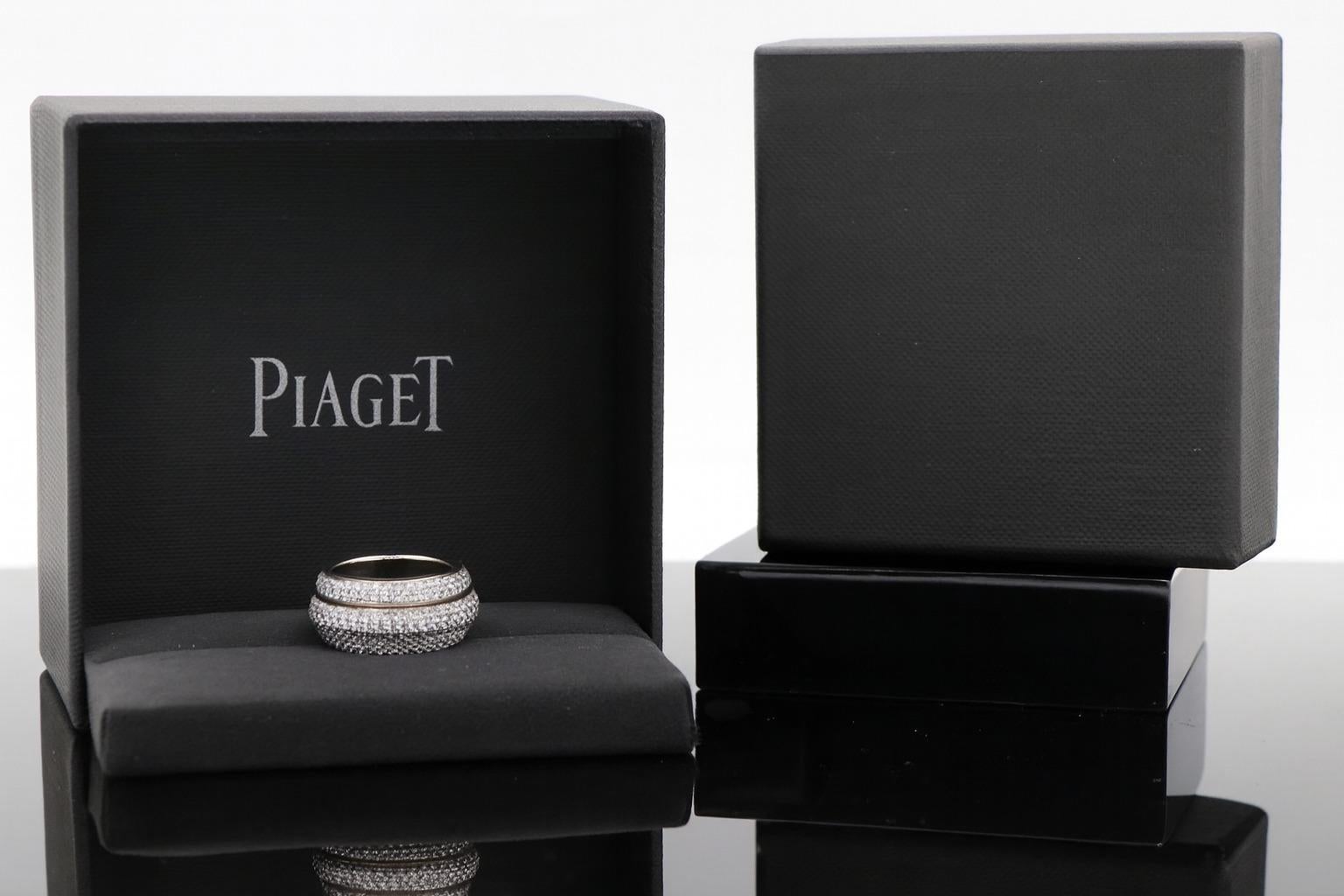 Round Cut Piaget 18K White Gold Round Diamond Rolling Possession Band Ring For Sale