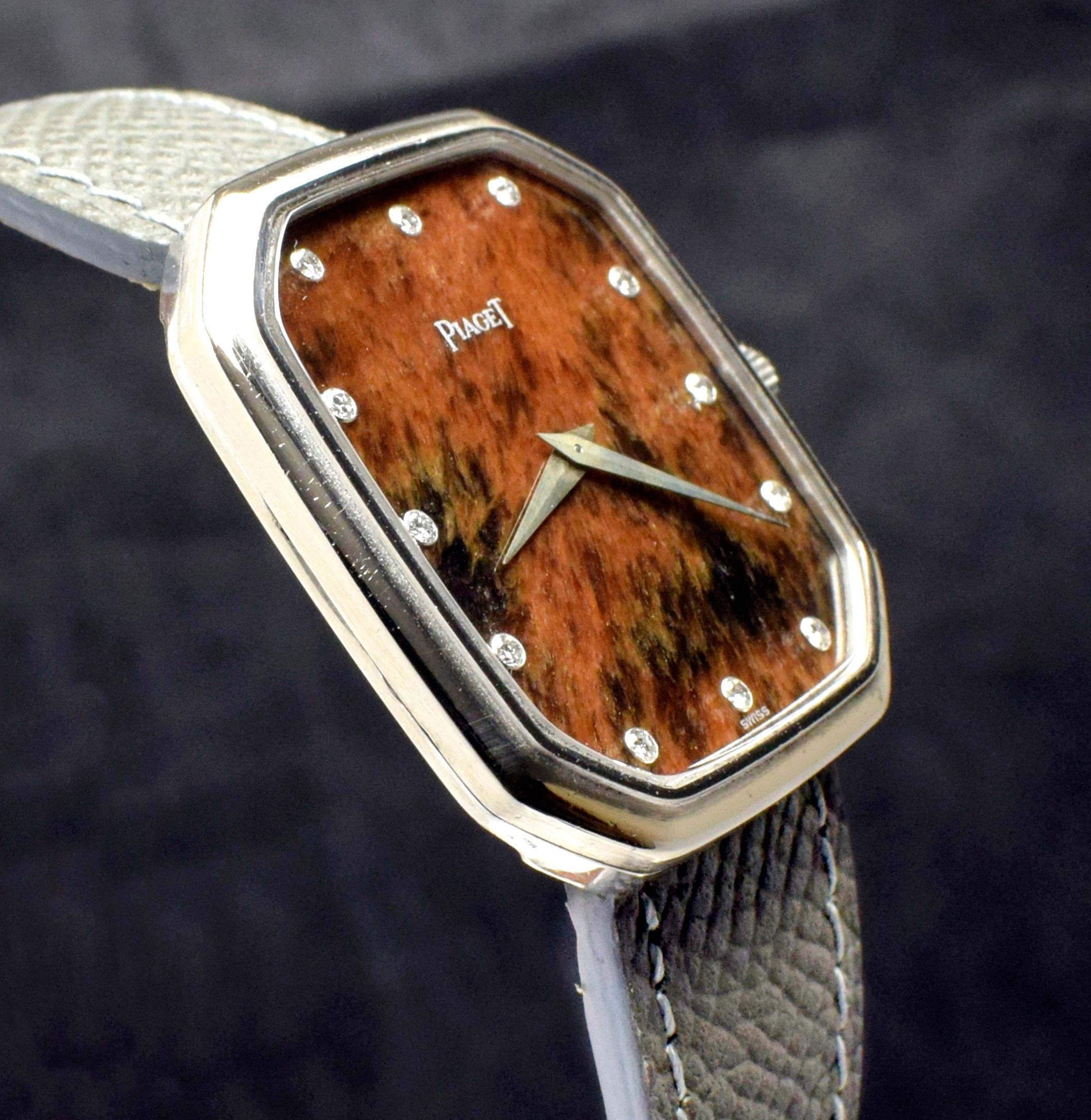 Piaget 18 Karat Weißgold Stein-Zifferblatt Roter Rutilquarz 9791, 1970er Jahre für Damen oder Herren