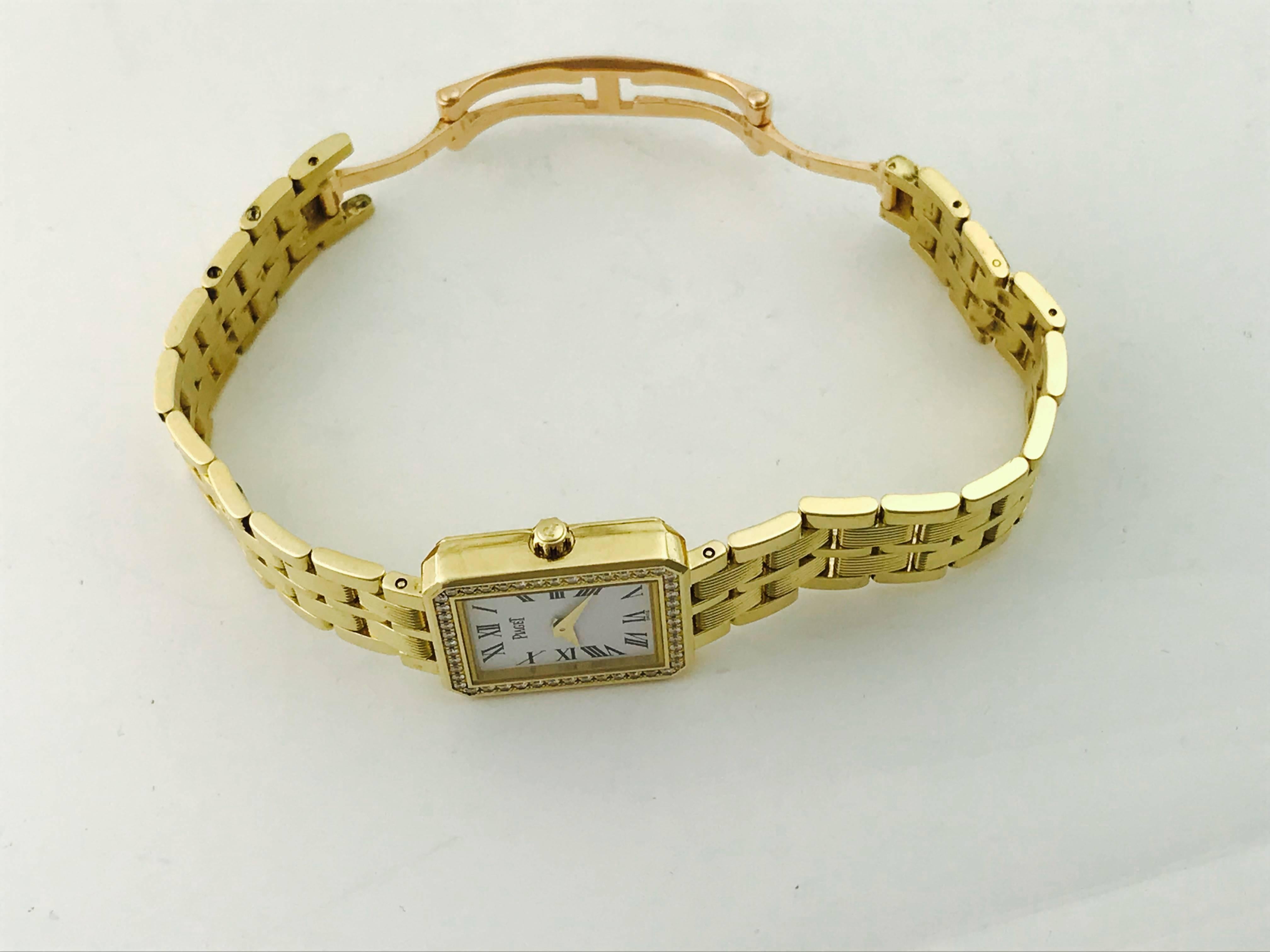Art Deco Piaget ladies Yellow Gold Diamond Quartz Wristwatch Ref 5355M601D For Sale