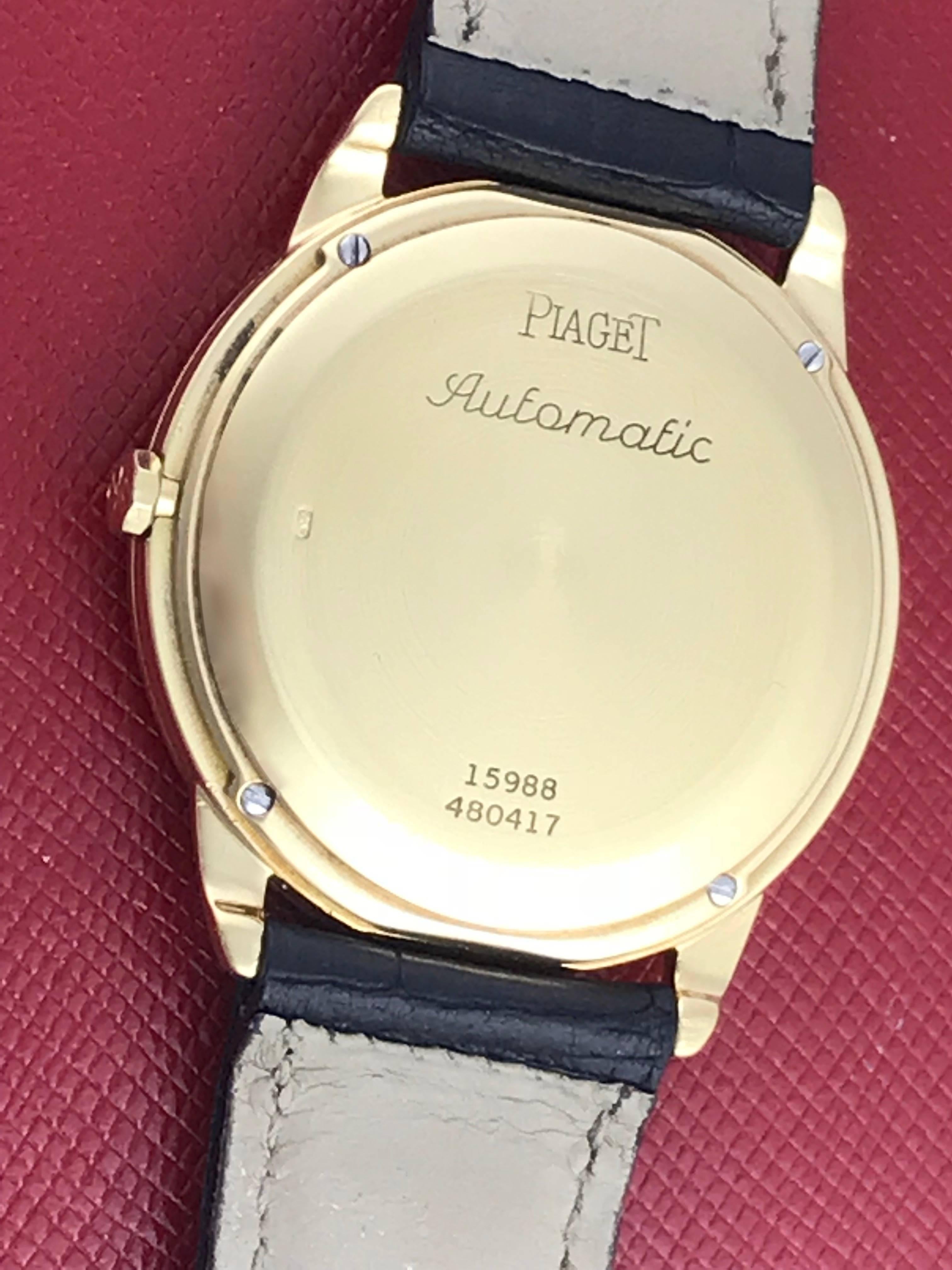 Piaget Yellow Gold Automatic Wristwatch Ref 15958 In New Condition In Dallas, TX