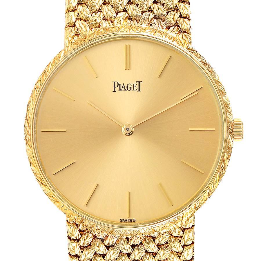 Piaget 18k Yellow Gold Champagne Dial Vintage Mens Watch 9065 For Sale