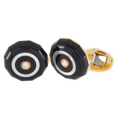 Piaget 18K Yellow Gold Diamond and Onyx Cufflinks