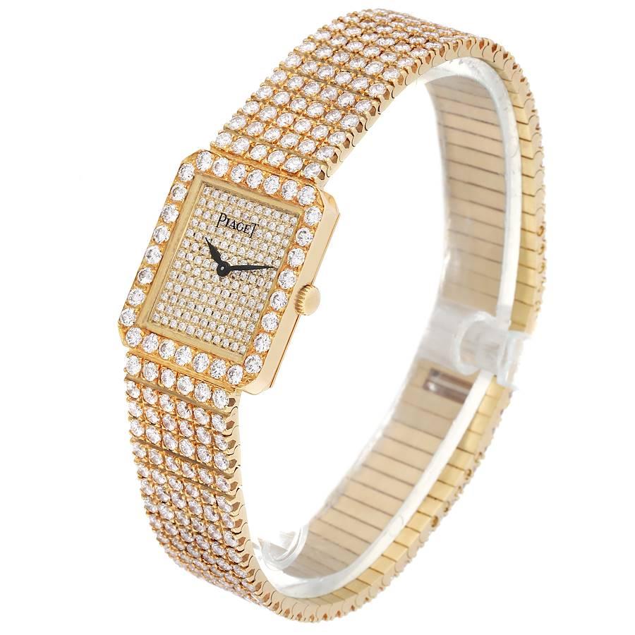 Piaget: 18 Karat Gelbgold Damenuhr mit Diamant-Zifferblatt 83541 Herren im Angebot