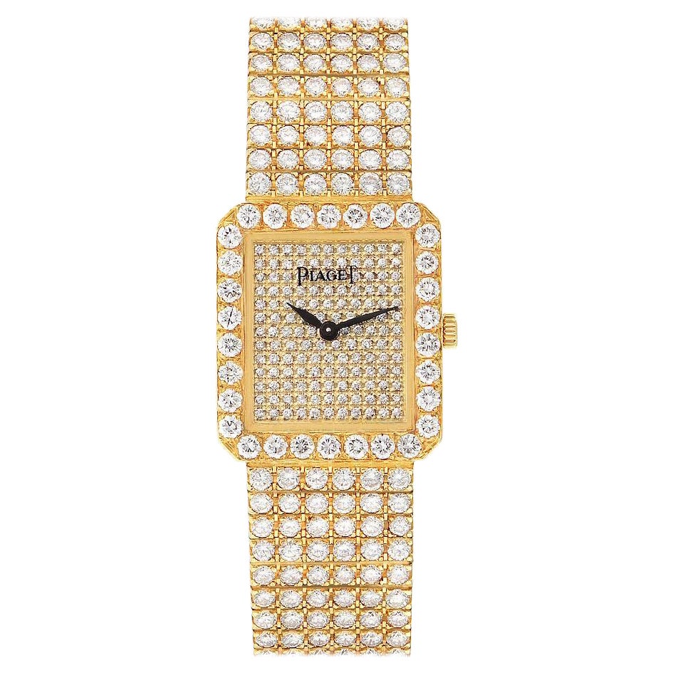 Piaget: 18 Karat Gelbgold Damenuhr mit Diamant-Zifferblatt 83541 im Angebot