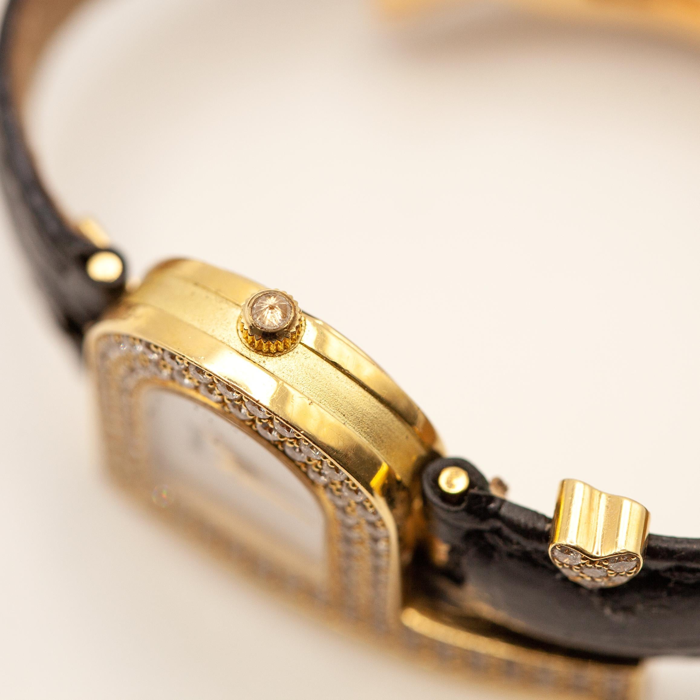 Piaget 18K Yellow Gold Diamond “P” Wristwatch In Excellent Condition For Sale In New York, NY