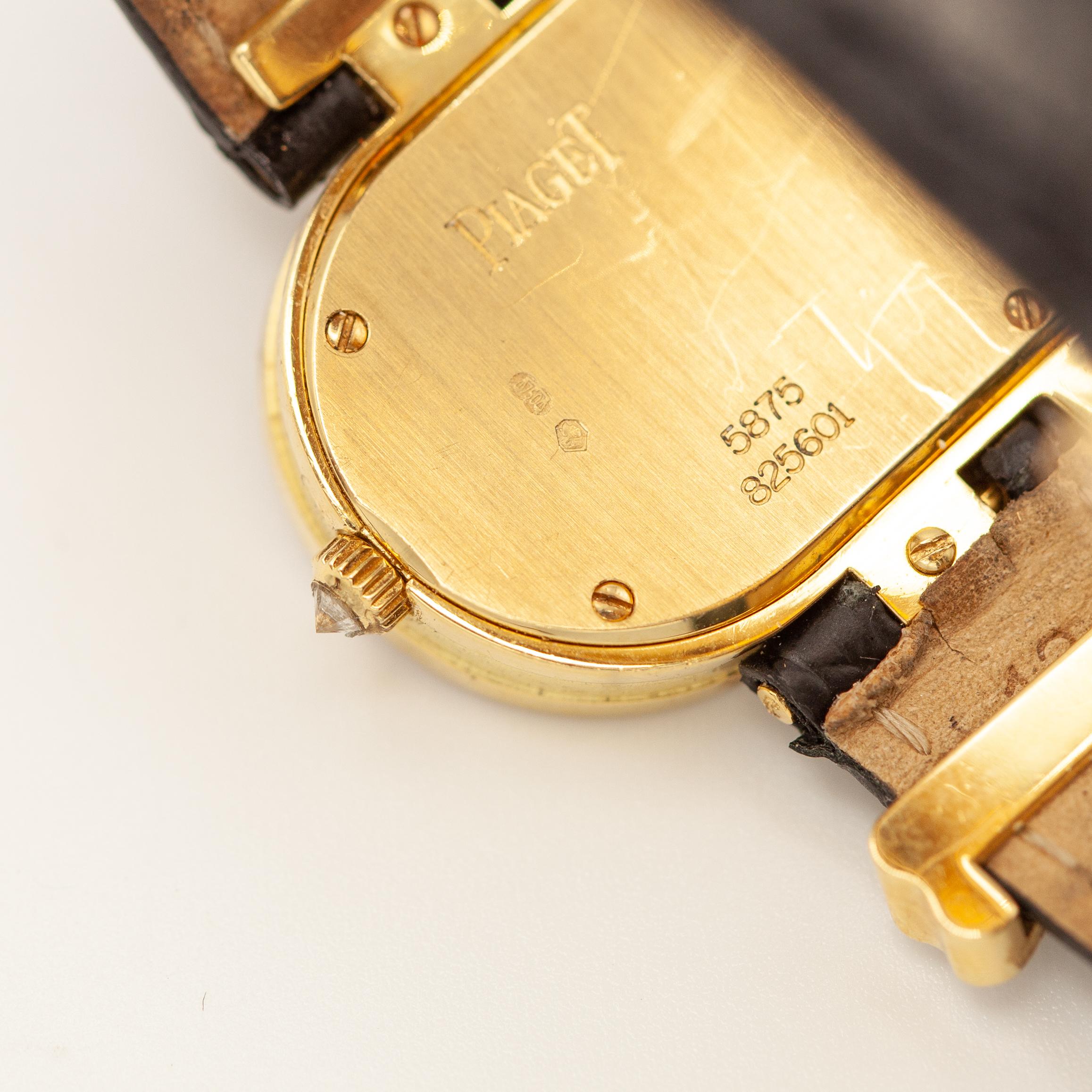 Women's Piaget 18K Yellow Gold Diamond “P” Wristwatch For Sale