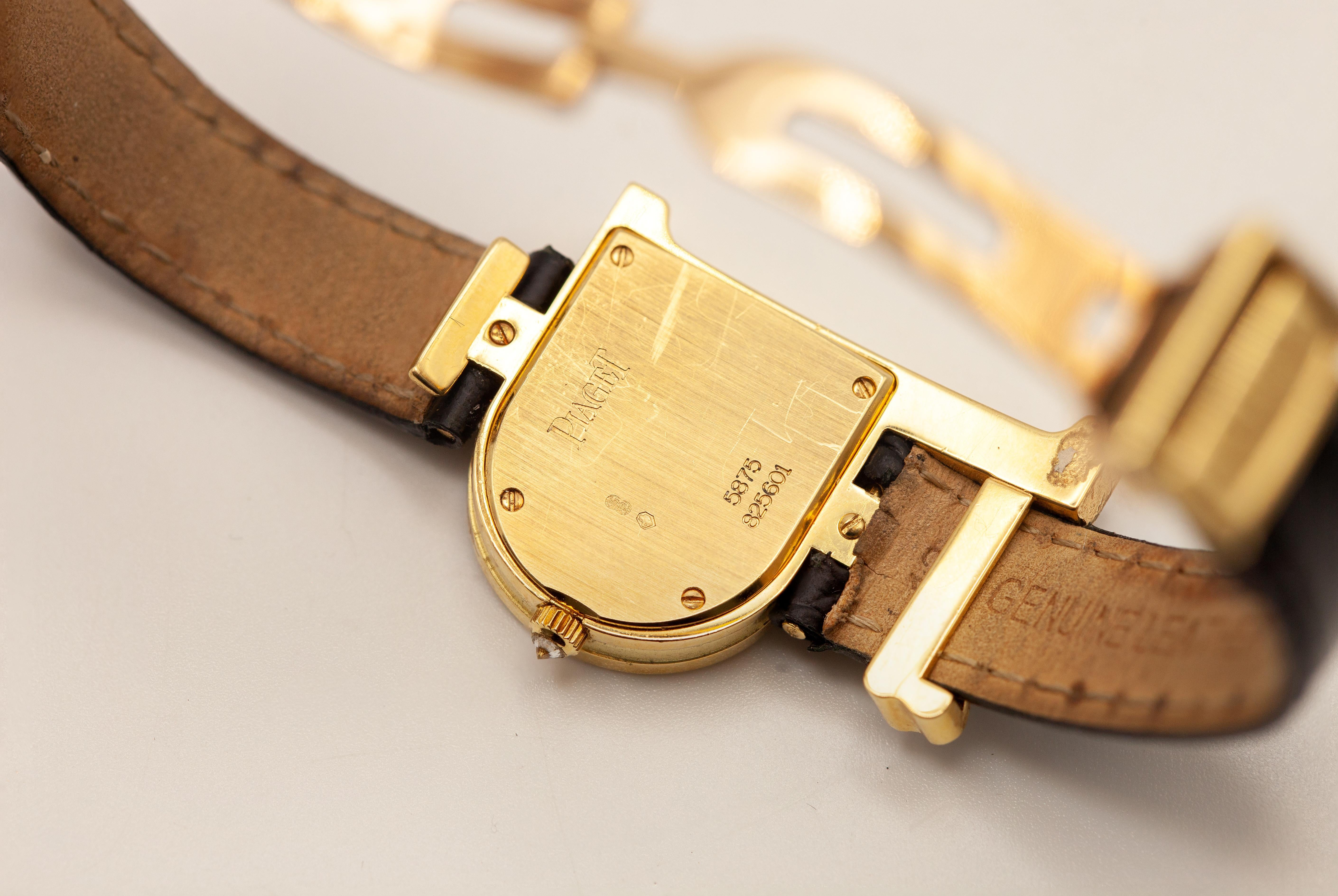 Piaget 18K Yellow Gold Diamond “P” Wristwatch For Sale 3