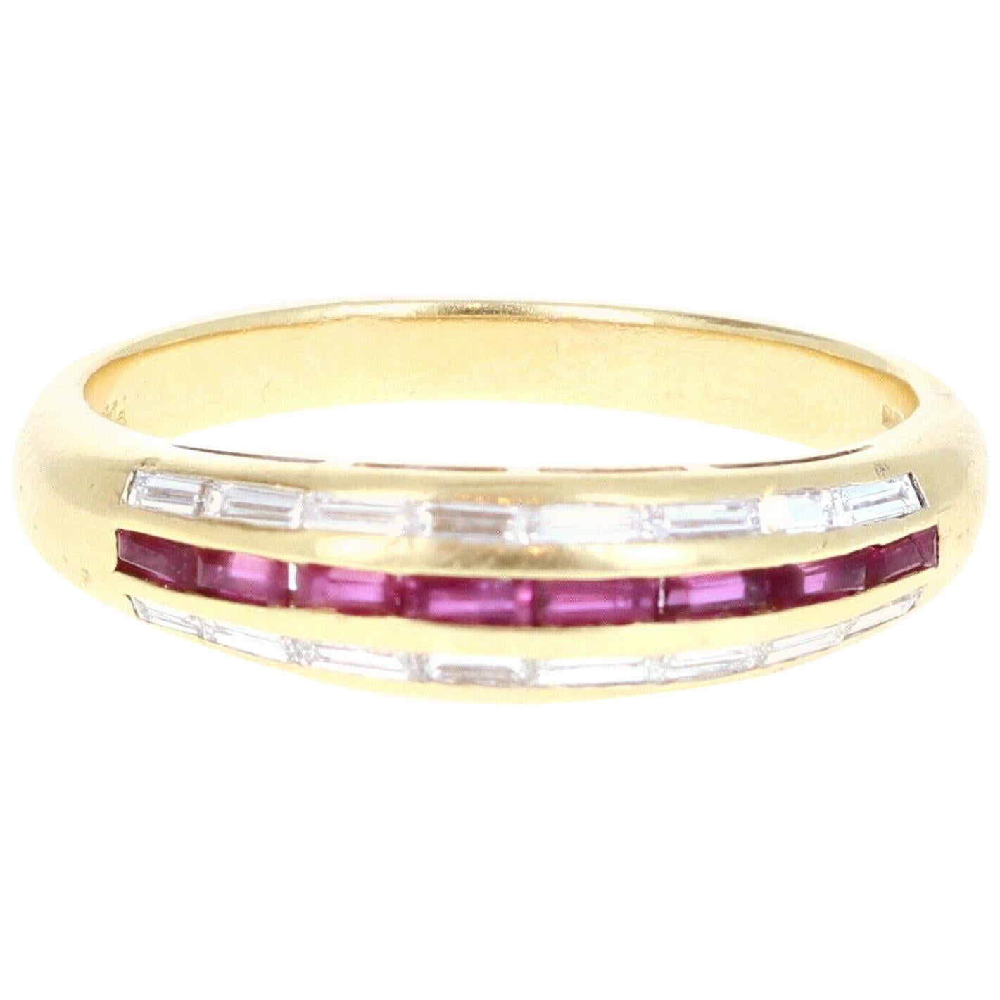 Piaget 18 Karat Yellow Gold, Diamond and Ruby Band Ring 0.50 Carat For Sale
