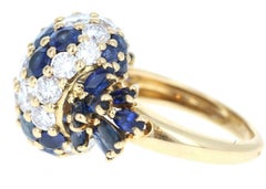 Piaget 18 Karat Yellow Gold Diamond and Sapphire Cluster Ring 3.20 Carat