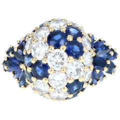 Piaget 18 Karat Yellow Gold Diamond and Sapphire Cluster Ring 3.20 Carat