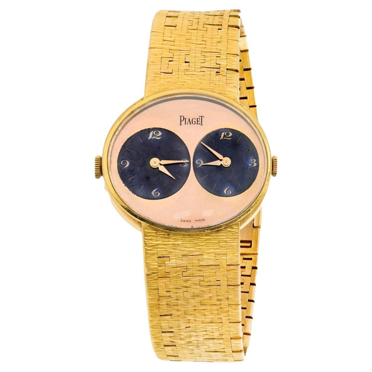 Piaget 18K Yellow Gold Duo Time Circa 1970's Watch For Sale