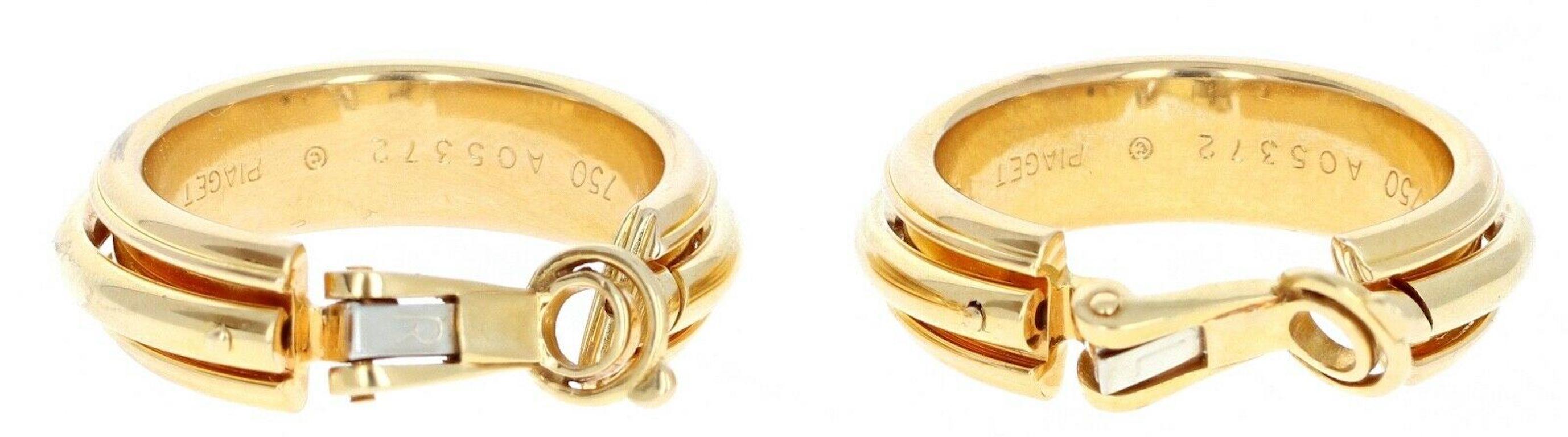 Piaget 18 Karat Yellow Gold Hoop Clip-On Earrings 14.1g In Good Condition In Beverly Hills, CA