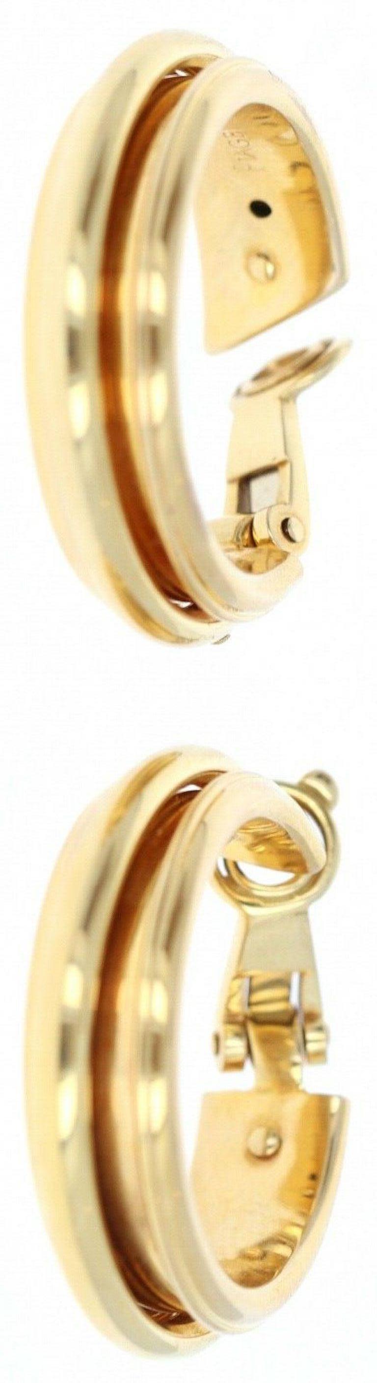 Women's Piaget 18 Karat Yellow Gold Hoop Clip-On Earrings 14.1g