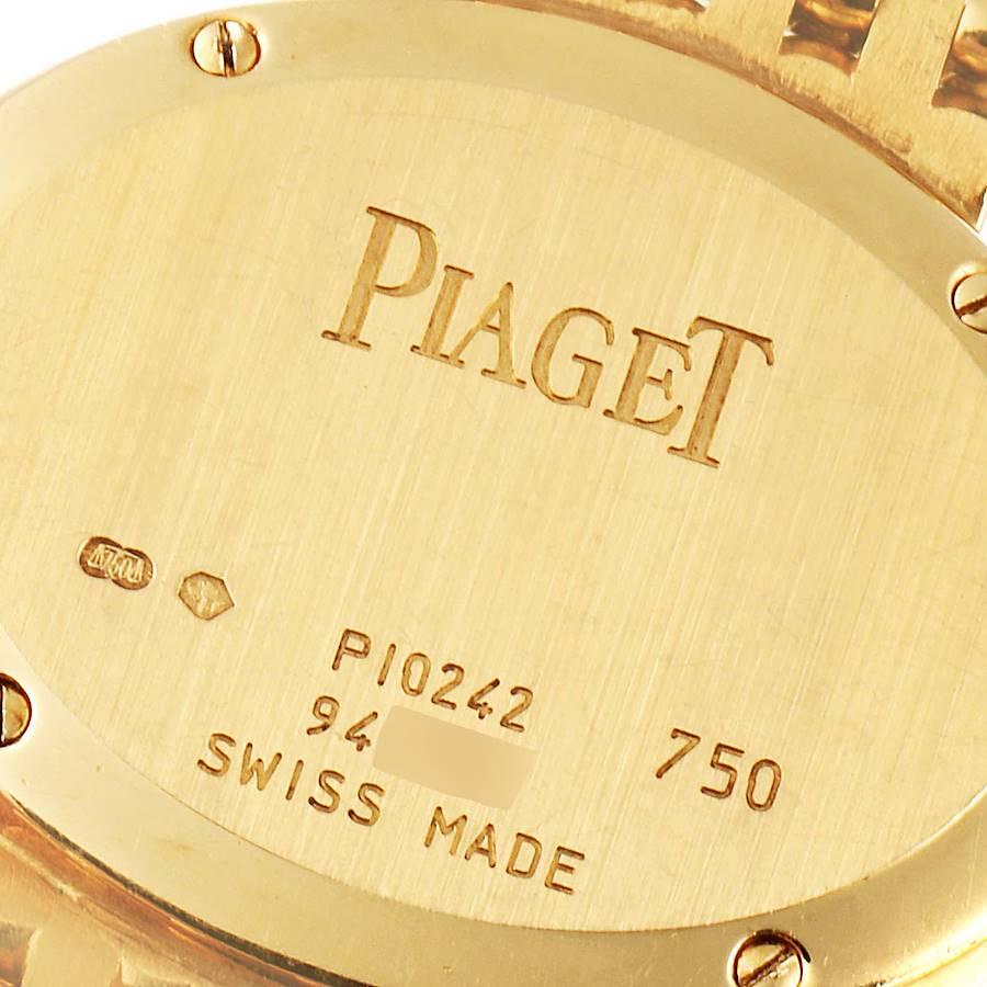 Piaget: 18 Karat Gelbgold Damenuhr mit Jadeit Zifferblatt und Diamant P10242 im Angebot 3