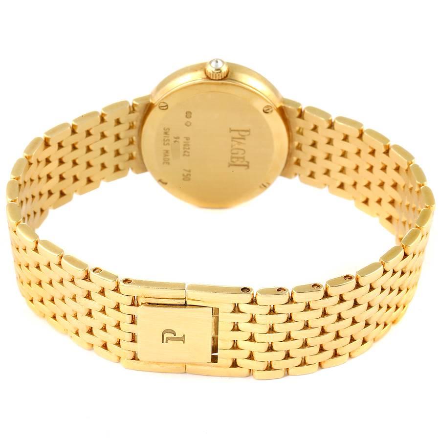 Piaget: 18 Karat Gelbgold Damenuhr mit Jadeit Zifferblatt und Diamant P10242 im Angebot 4