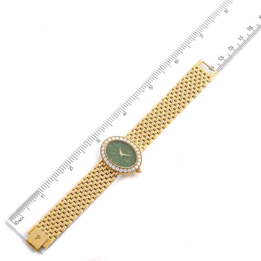 Piaget: 18 Karat Gelbgold Damenuhr mit Jadeit Zifferblatt und Diamant P10242 im Angebot 5