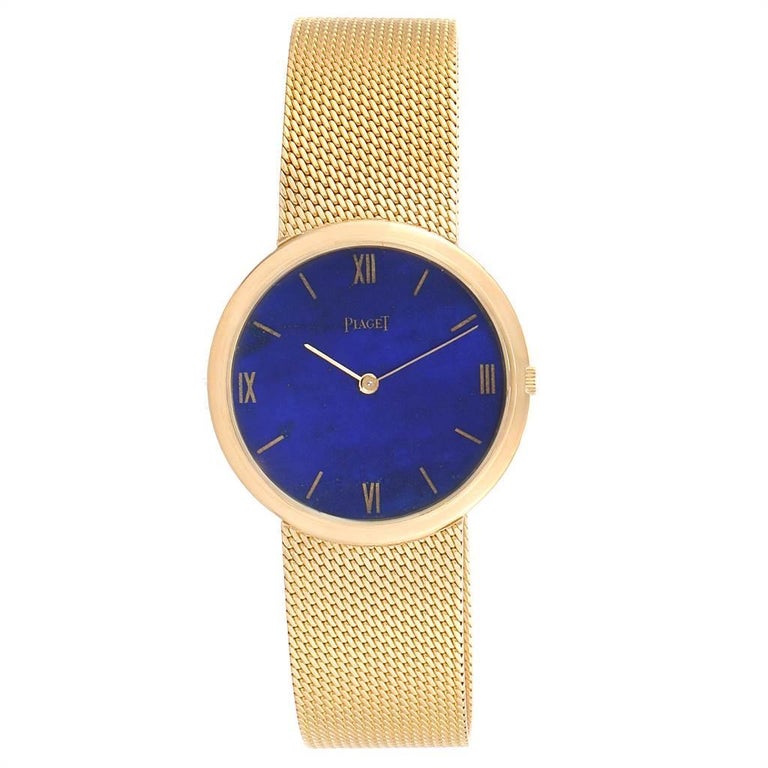 Piaget 18 Karat Yellow Gold Lapis Lazuli Dial Vintage Men's Watch 902B11