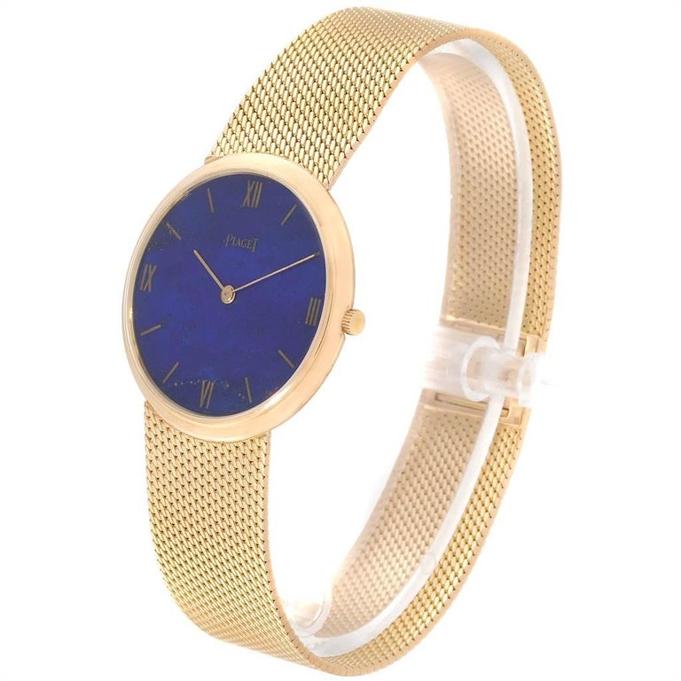 Piaget 18 Karat Yellow Gold Lapis Lazuli Dial Vintage Men's Watch