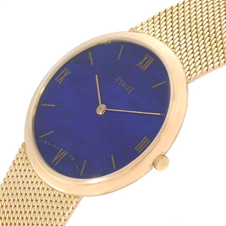 Piaget 18 Karat Yellow Gold Lapis Lazuli Dial Vintage Men's Watch