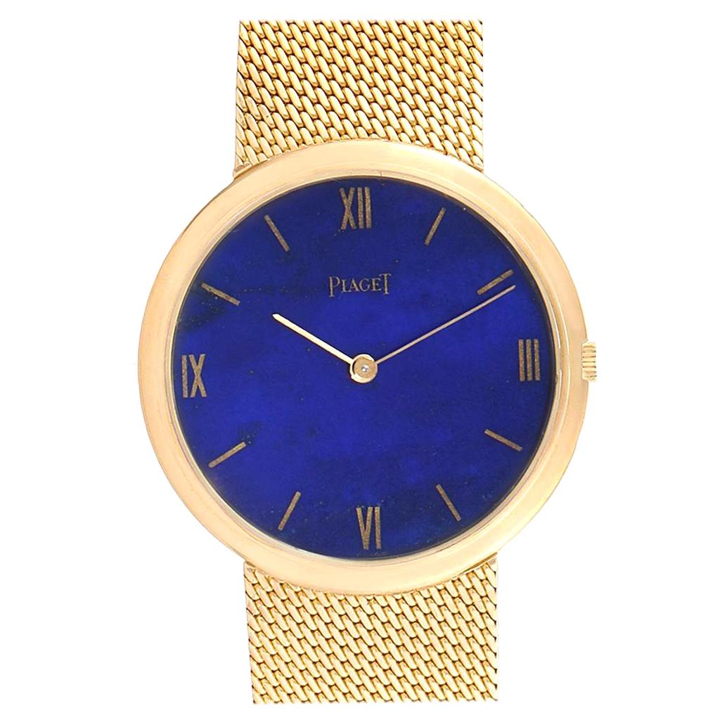 Piaget 18 Karat Yellow Gold Lapis Lazuli Dial Vintage Men's Watch 902B11