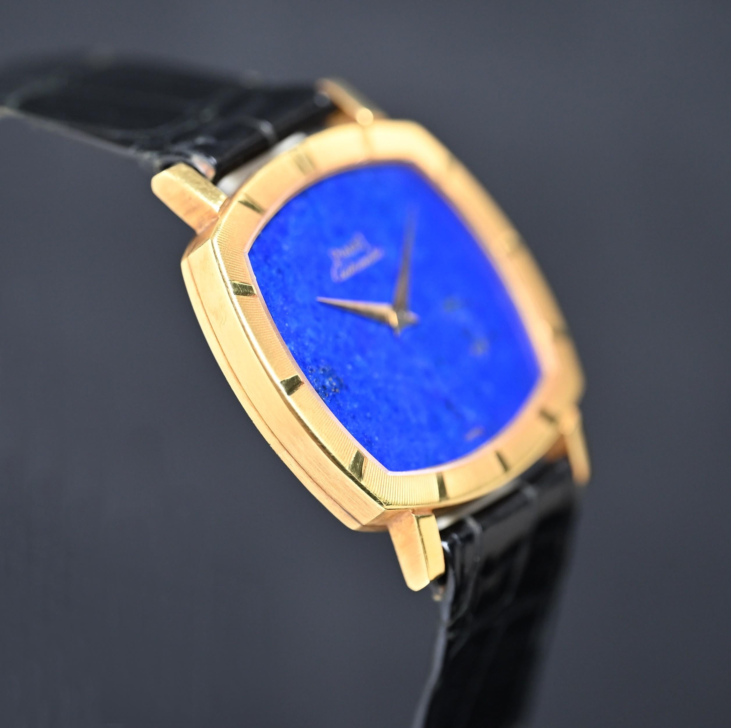 Piaget 18 Karat Gelbgold Lapislazuli-Stein-Zifferblatt Automatik 12423, 1980er Jahre für Damen oder Herren