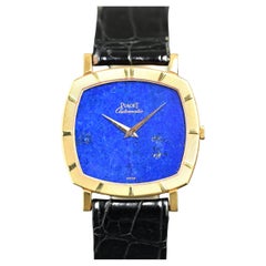 Piaget 18 Karat Gelbgold Lapislazuli-Stein-Zifferblatt Automatik 12423, 1980er Jahre