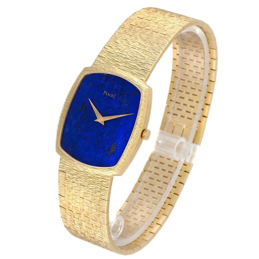 Piaget: 18 Karat Gelbgold Vintage Herrenuhr mit Lapislazuli-Zifferblatt im Zustand „Gut“ im Angebot in Atlanta, GA