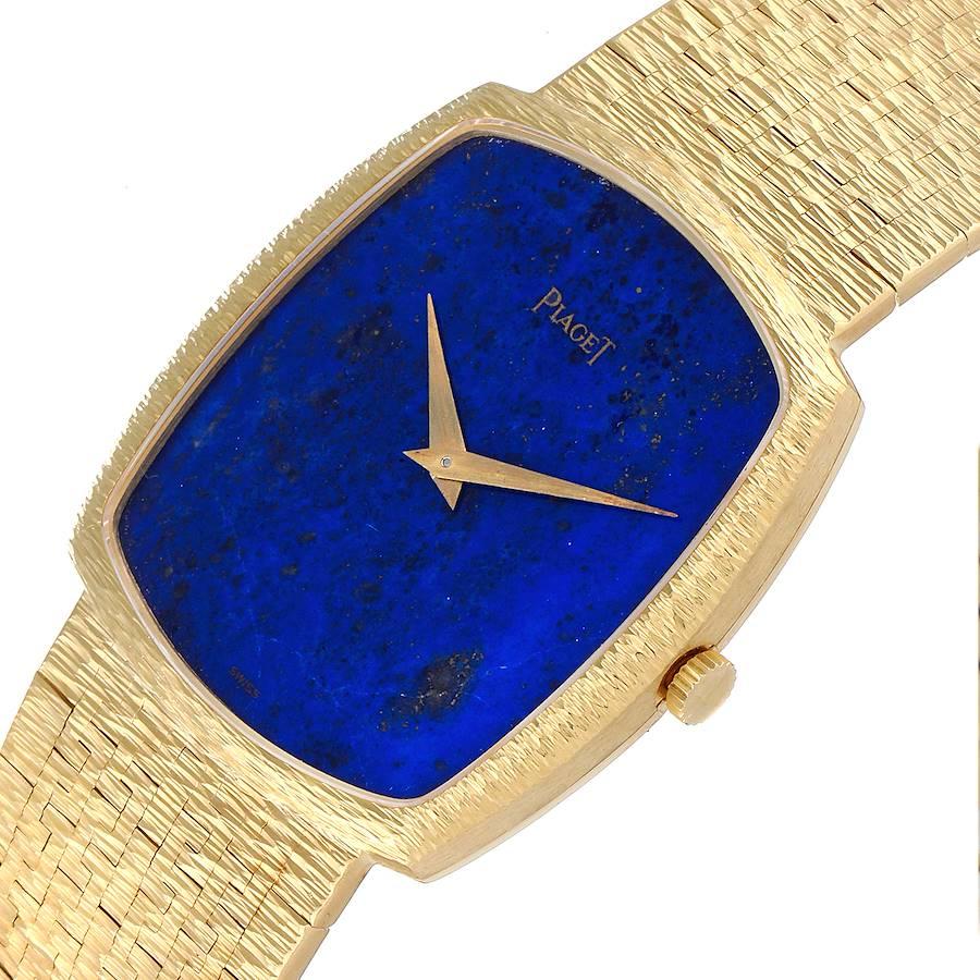 Piaget: 18 Karat Gelbgold Vintage Herrenuhr mit Lapislazuli-Zifferblatt im Angebot 1