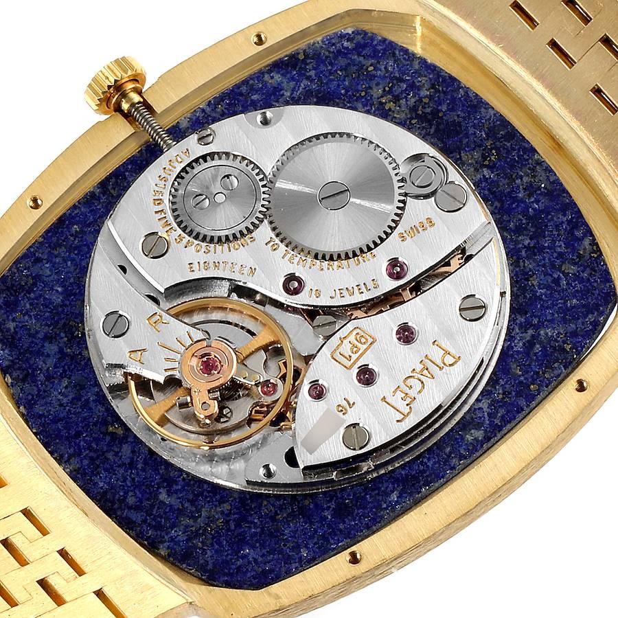Piaget: 18 Karat Gelbgold Vintage Herrenuhr mit Lapislazuli-Zifferblatt im Angebot 2